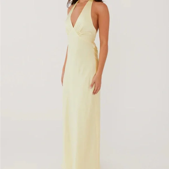 Peppermayo Yellow Halter Backless Gown - Picture 3 of 7